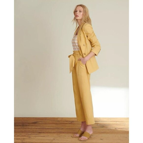 Veronica Beard Nisha Yellow Linen Wool Blend Dickey Blazer Jacket $595 Size 10 - Picture 2 of 16